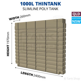 1000L ThinTank Poly Slimline Tank
