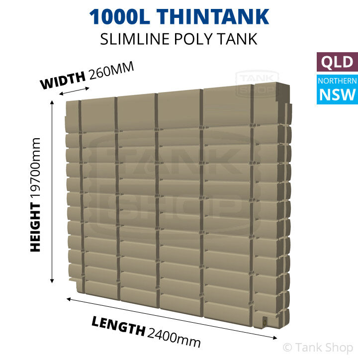 1000L ThinTank Poly Slimline Tank