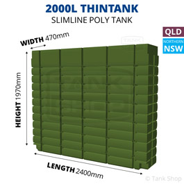 2000L ThinTank Poly Slimline Tank - Series 2021