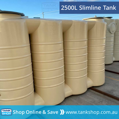 2500L Slimline Poly Tank - Smooth Cream (Classic Cream)