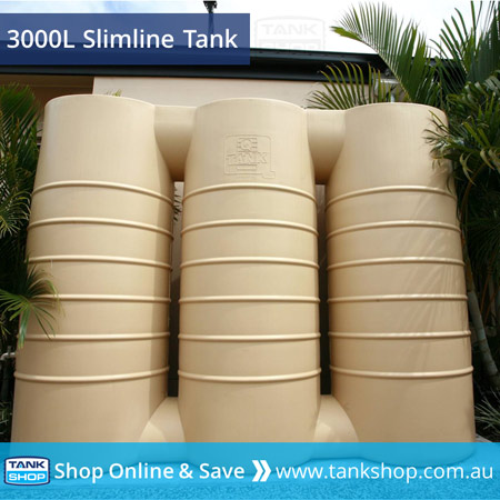 3000L Slimline Tank Poly - Classic Cream (Smooth Cream)