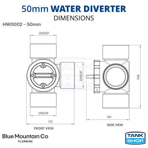 90mm Water Diverter Switch (Blue Mountain) HW0001 Grey Water Diverter