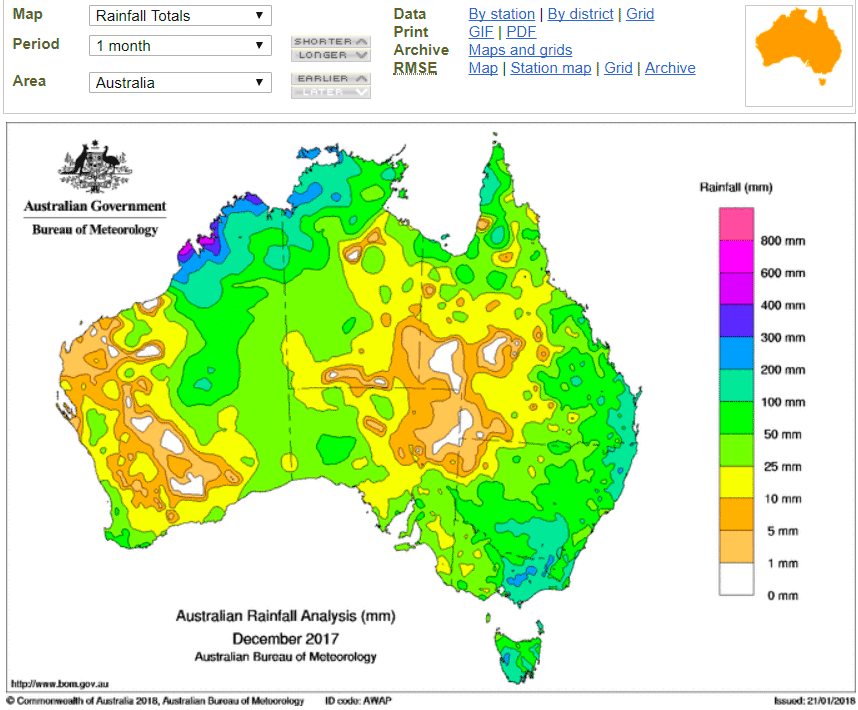 Monthly Rainfall Australia