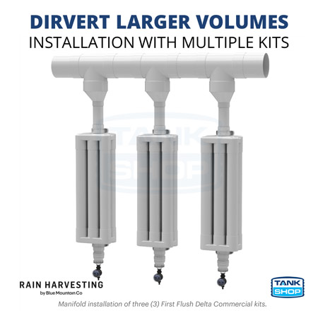 First Flush Delta Commercial - manifold installation with multiple flush points