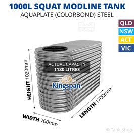 Kingspan 1000 Litre Squat Modline Aquaplate Steel Water Tank (750x1700x1020mm)