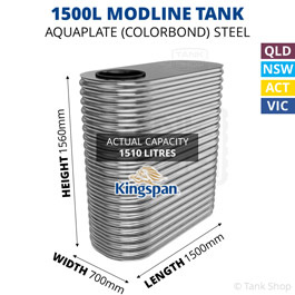 Kingspan 1500 Litre Modline Aquaplate Steel Water Tank (700x1500x1560mm)