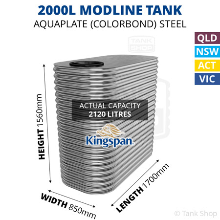 2000l modline water tank dimensions