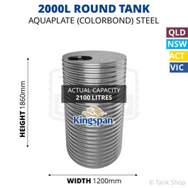 2000L Round Aquaplate Steel Tank