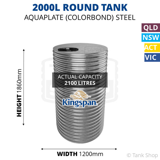 Kingspan 2000l water tank dimensions