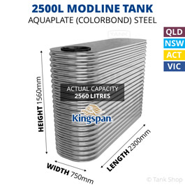Kingspan 2500 Litre Modline Aquaplate Steel Water Tank (750x2300x1560mm)