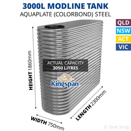 Kingspan 3000 Litre Modline Aquaplate Steel Water Tank (750x2300x1860mm)
