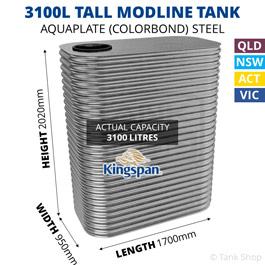 Kingspan 3100 Litre Modline Aquaplate Steel Water Tank (950x1700x2020mm)