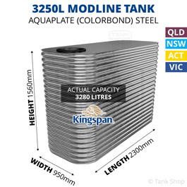 Kingspan 3250 Litre Modline Aquaplate Steel Water Tank (950x2300x1560mm)