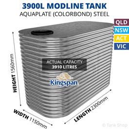 Kingspan 3900 Litre Modline Aquaplate Steel Water Tank (1150x2300x1560mm)