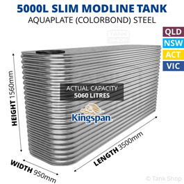 Kingspan 5000 Litre Slim Modline Aquaplate Steel Water Tank (950x3500x1560mm)