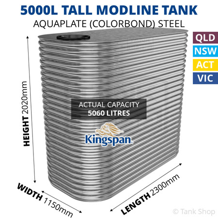 5000L Tall Modline Aquaplate Steel Tank (1150x2300x2020mm)