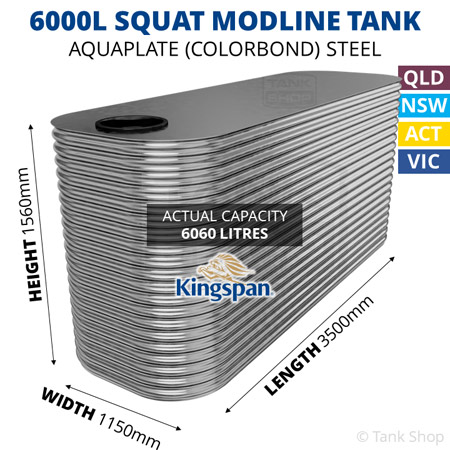 6000L Squat Modline Aquaplate Steel Tank (1150x3500x1560mm)