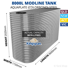 Kingspan 8000 Litre Modline Aquaplate Steel Water Tank (1150x3600x2020mm)
