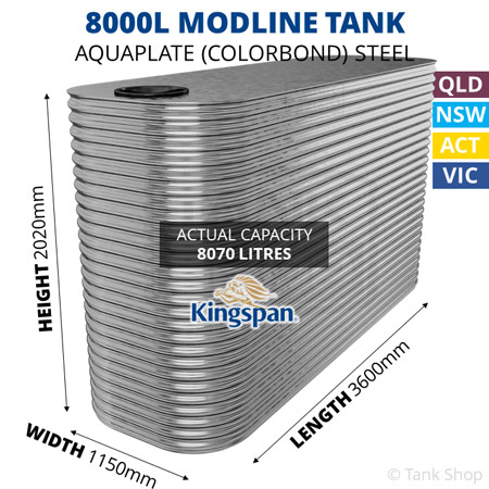 8000l modline water tank dimensions