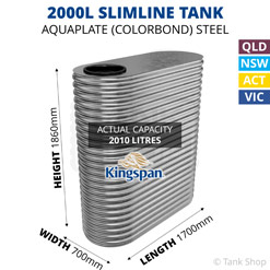 2000L Slimline AQUAPLATE Steel Tank (Kingspan)