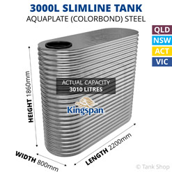 3000L Slimline AQUAPLATE Steel Tank (Kingspan)