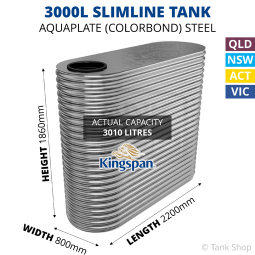 3000L Slimline AQUAPLATE Steel Tank (Kingspan)