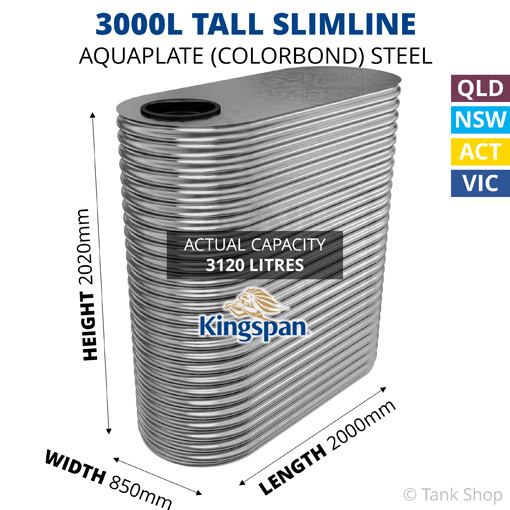 Kingspan 3000l slimline tall water tank dimensions