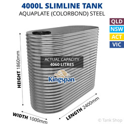 4000L Slimline AQUAPLATE Steel Tank (Kingspan)