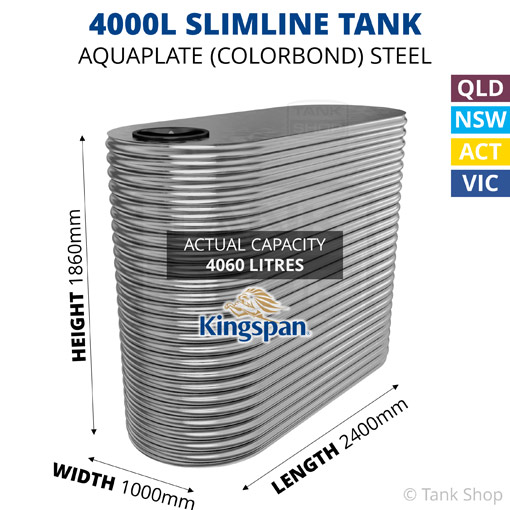 4000L Slimline AQUAPLATE Steel Tank (Kingspan)