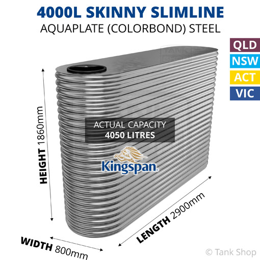 4000L "Skinny" Slimline AQUAPLATE Steel Tank (Kingspan)