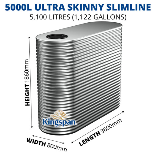 5000L "Ultra" Slimline AQUAPLATE Steel Tank (Kingspan)