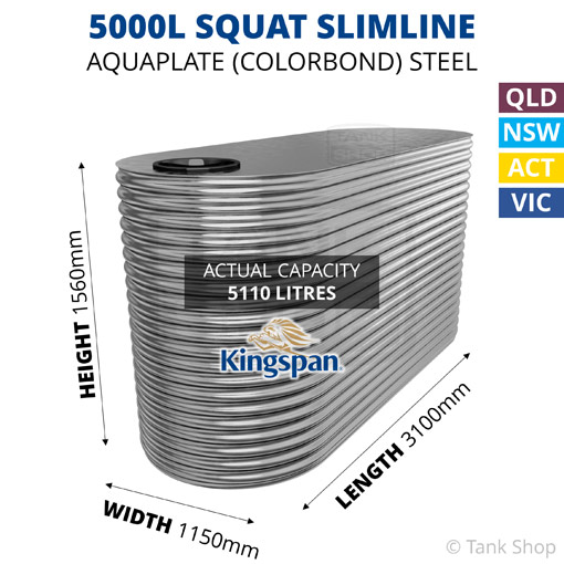 5000L "Squat" Slimline AQUAPLATE Steel Tank (Kingspan)