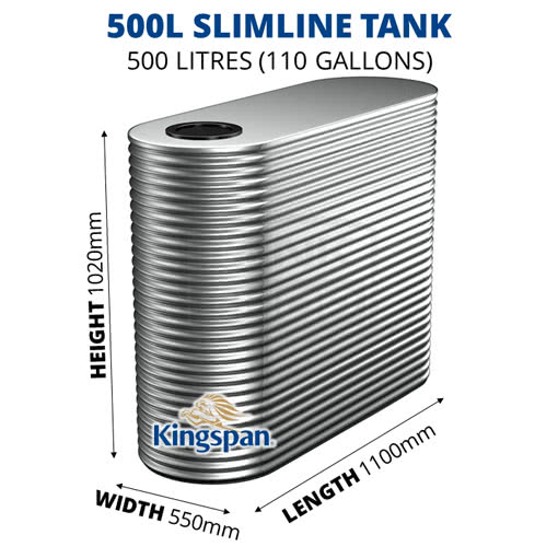 500L Slimline AQUAPLATE Steel Tank (Kingspan)