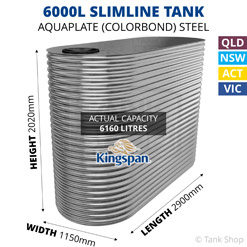 6000L Slimline AQUAPLATE Steel Tank (Kingspan)