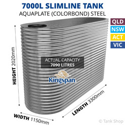 7000L Slimline AQUAPLATE Steel Tank (Kingspan)