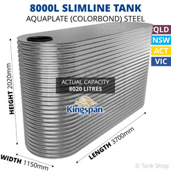 8000L Slimline AQUAPLATE Steel Tank (Kingspan)