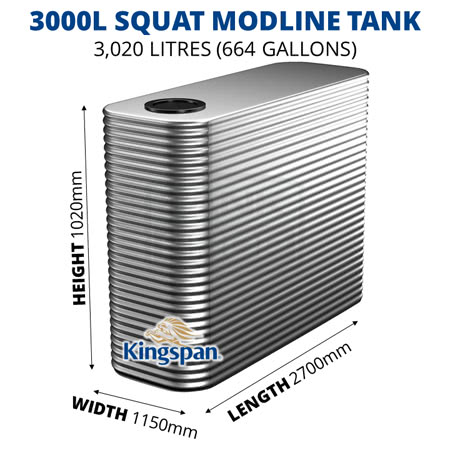 3000L "Squat" Modline Aquaplate Steel Tank