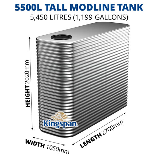 Kingspan 5500l tall modline water tank dimensions
