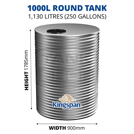 1000L Round Aquaplate Steel Tank (Kingspan)