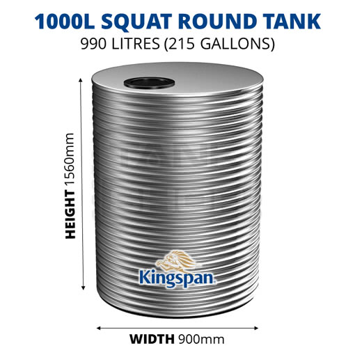 Kingspan 1000l squat water tank dimensions