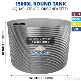 15000L Round Aquaplate Steel Tank (Kingspan)