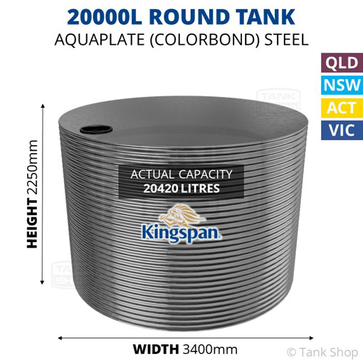 Kingspan 20000L water tank dimensions