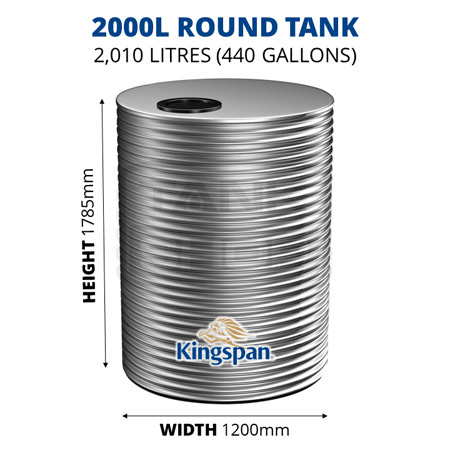 2000L Round Aquaplate Steel Tank (Kingspan)