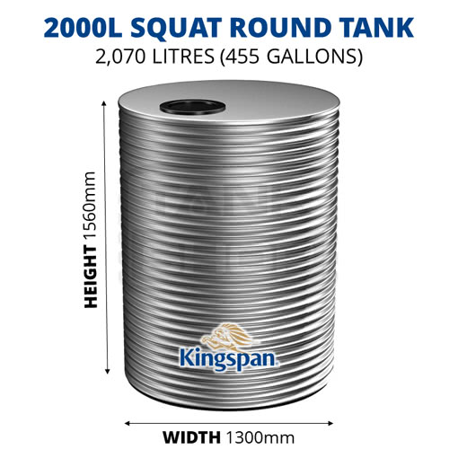 Kingspan 2000l squat water tank dimensions