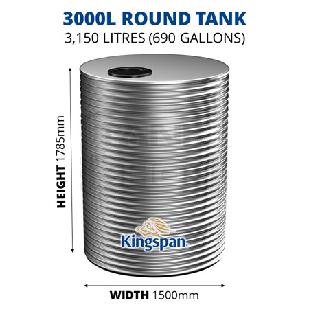 3000L Round Aquaplate Steel Tank (Kingspan)