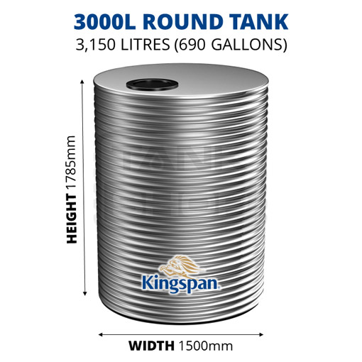 Kingspan 3000l water tank dimensions