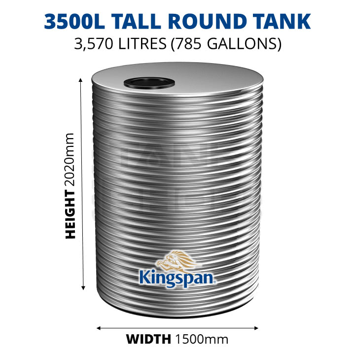 Kingspan 3500l tall water tank dimensions