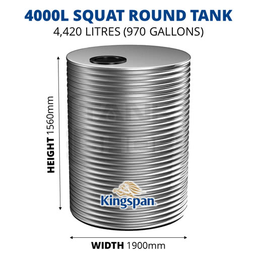 Kingspan 4000l squat water tank dimensions