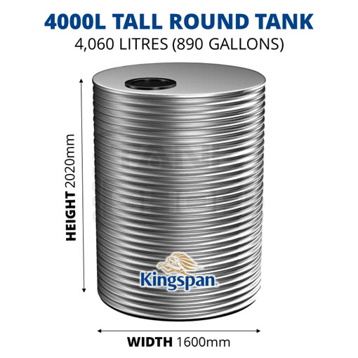 Kingspan 4000l tall water tank dimensions