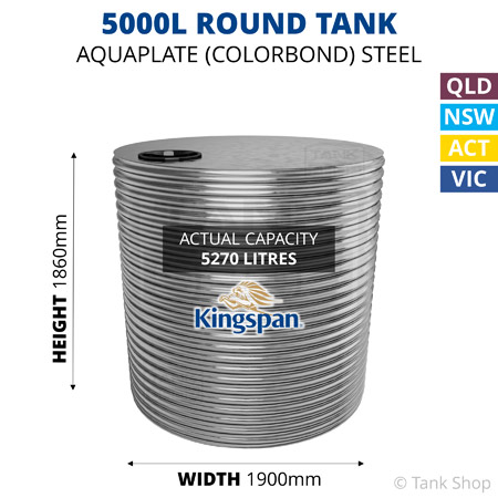 5000L Round Aquaplate Steel Tank (Kingspan)